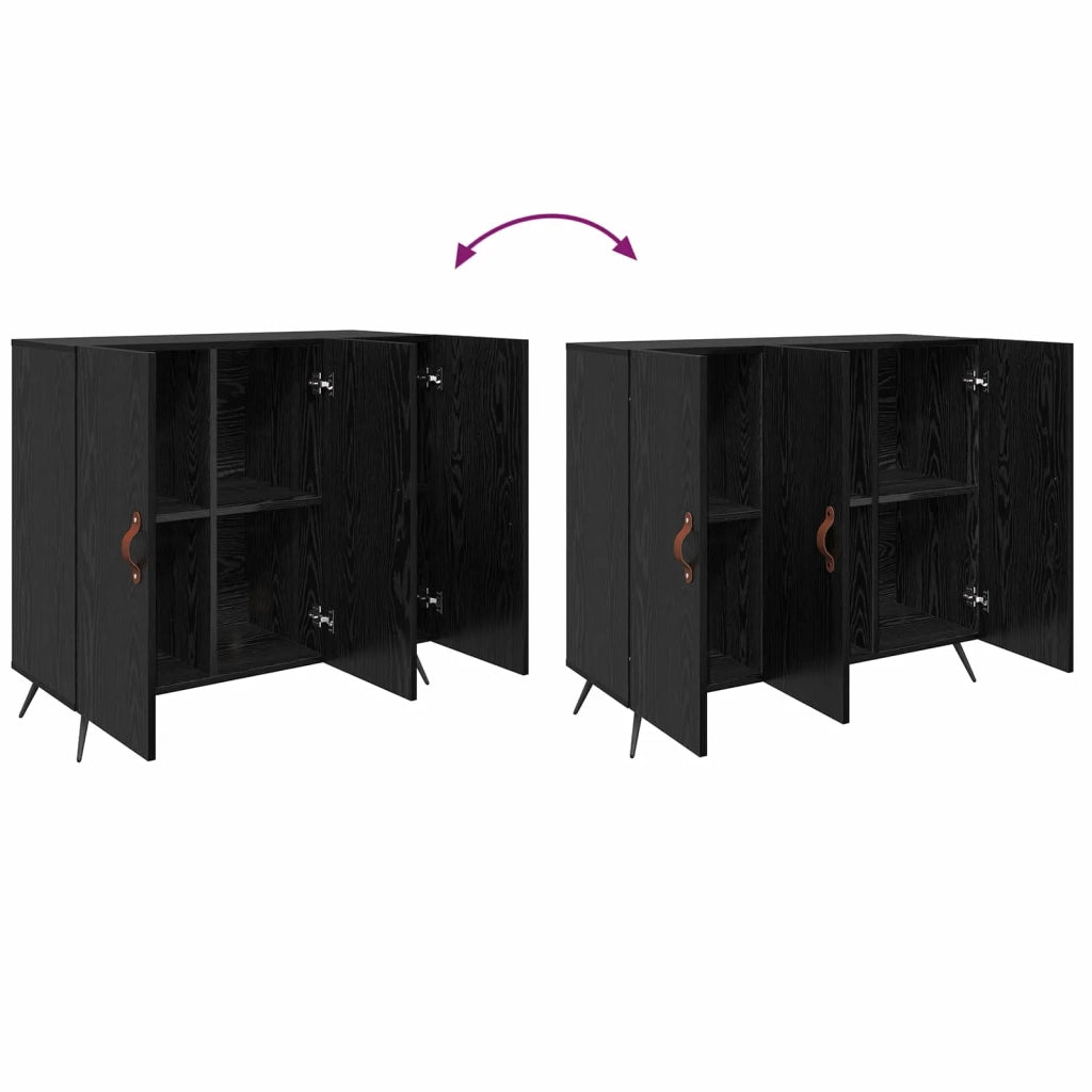 Credenza | Madia | Buffet da pranzo | Armadio da pranzo Rovere Nero 89,5 x 34 x 80 cm Legno multistrato