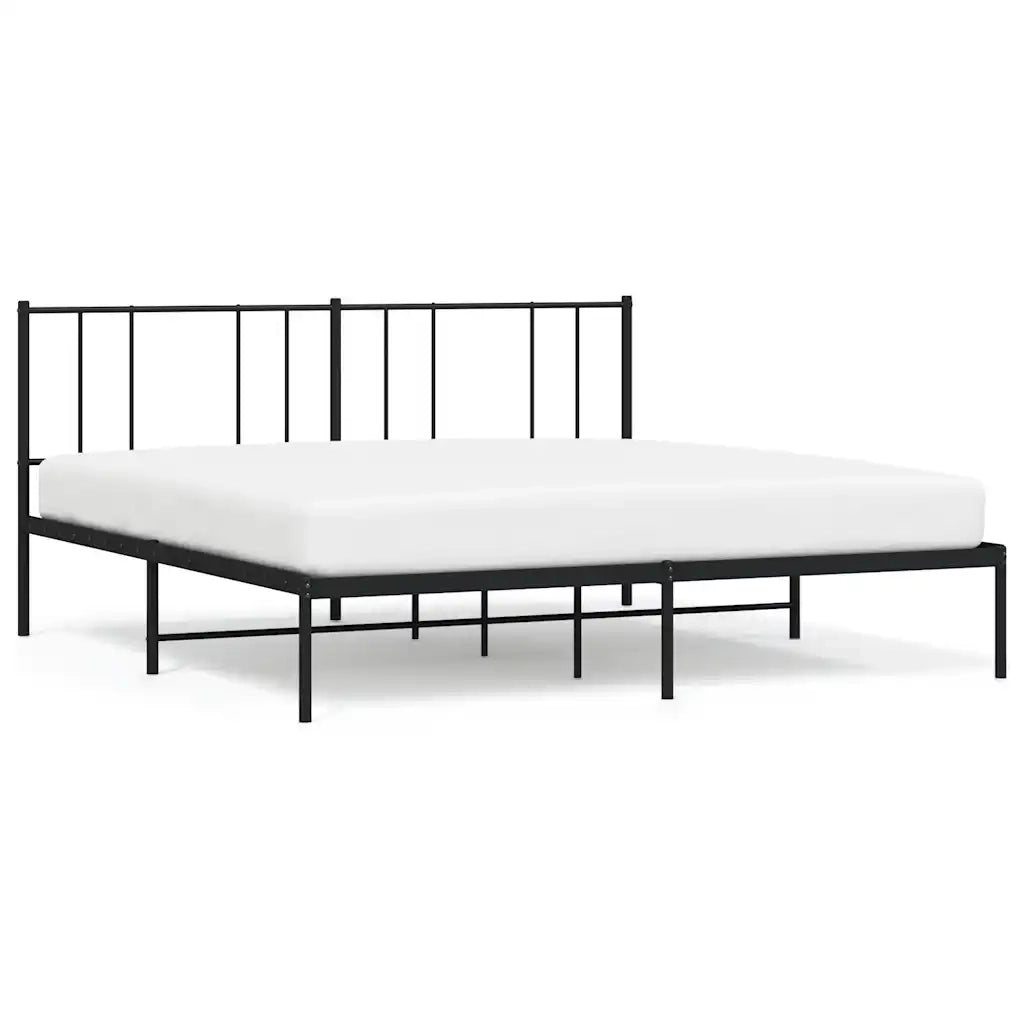 Giroletto con Testiera-Struttura Letto con testiera in Metallo Nero 200x200 cm 420011