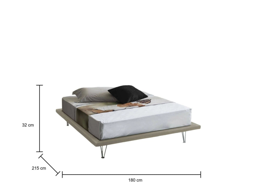 Letto matrimoniale Pietersite, Letto fisso in tessuto con piedini, Made in Italy, adatto per materasso cm 160x200, Beige