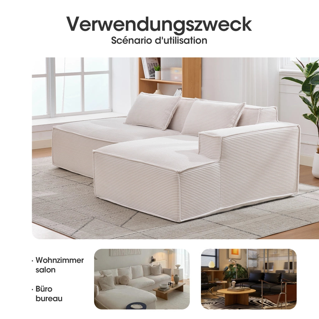 Divano compatto in poliestere con seduta elastica e 2 cuscini per piccoli spazi casa e ufficio beige 235 cm