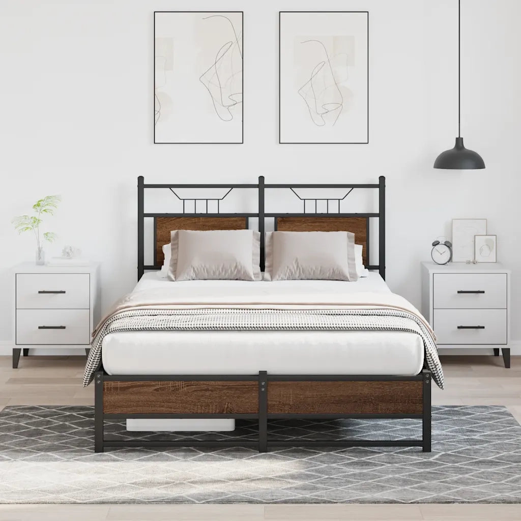 vidaXL Giroletto senza Materasso Rovere Marrone 120x190 cm Truciolato