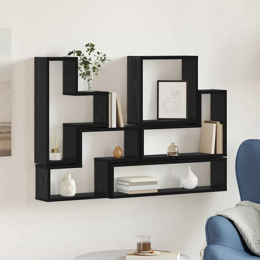 Scaffale da parete Rovere Nero 96 x 12 x 64 cm