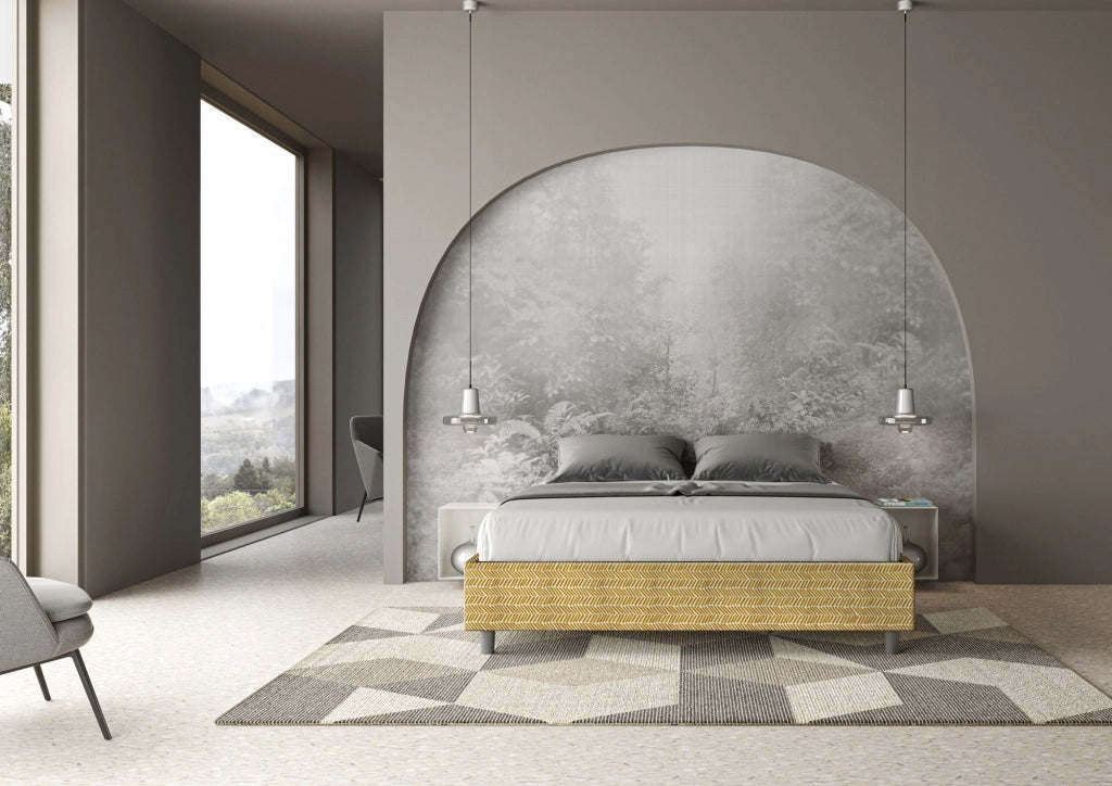 Letto Matrimoniale Sommier 160x190 cm con Rete e Contenitore Azelia Aragona 3 Giallo