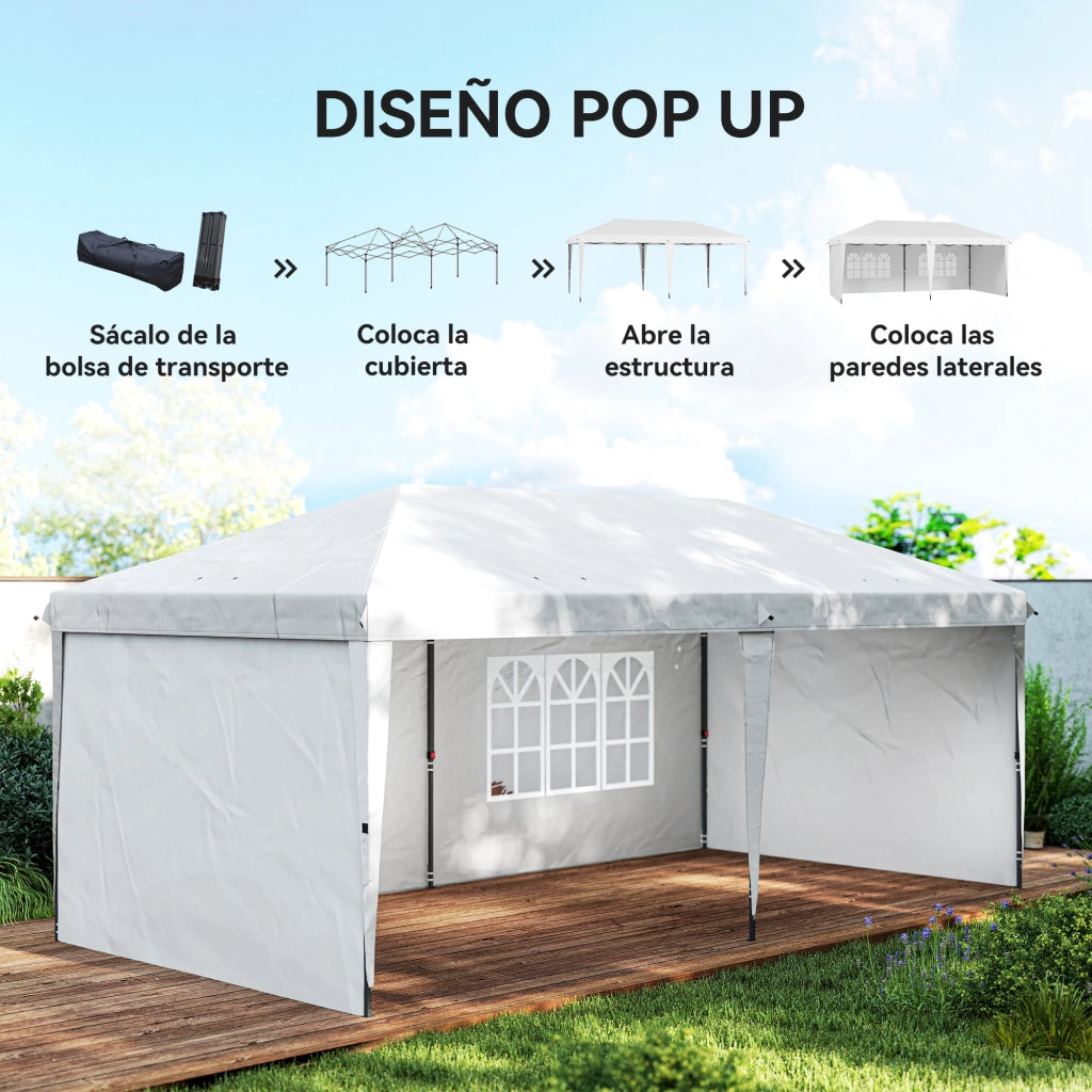 Tenda da Giardino Pieghievole 6x3 m ¨C Zephmum ¨C Grigio con Finestre e Borsa di Trasporto