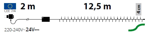 Catena lineare TLE 300 LED BIANCO CALDO 2+12,5m