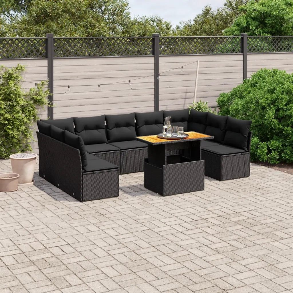 Set Divani da Giardino 10pz con Cuscini in Polyrattan Nerocod mxl 112709