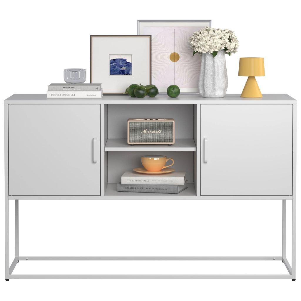 Credenza Buffet con Ante e Ripiani ¨C Xylo ¨C Bianco, Metallo, 120x75x40 cm