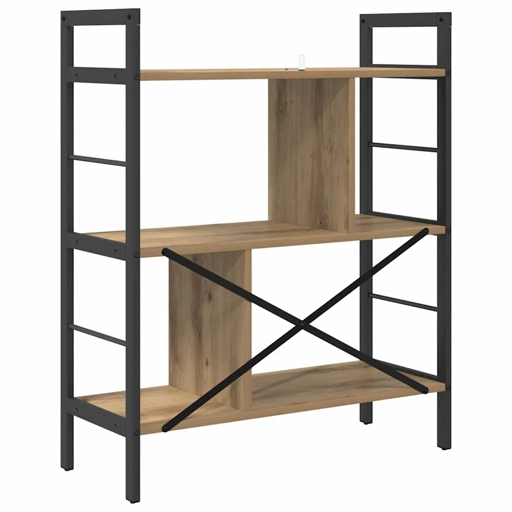 Libreria-Scaffale per Libri-Mobile di Stoccaggio Rovere artigianale 75 x 30 x 91 cm Legno multistrato