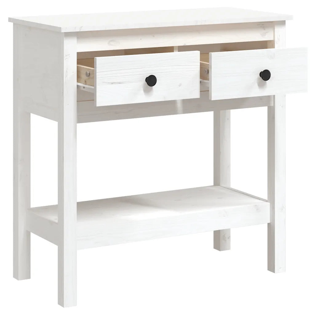Tavolo Consolle | Tavolo d'Ingresso Bianco 75x35x75 cm in Legno Massello di Pino