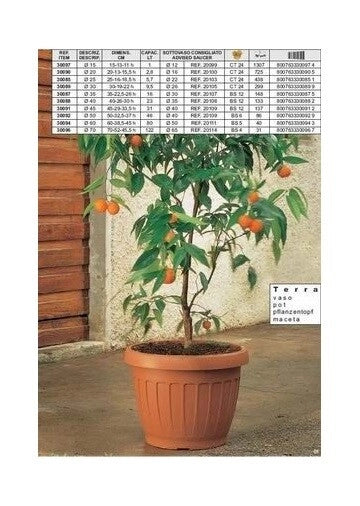 Vaso da giardino esterni colore terra marrone 25 cm bama