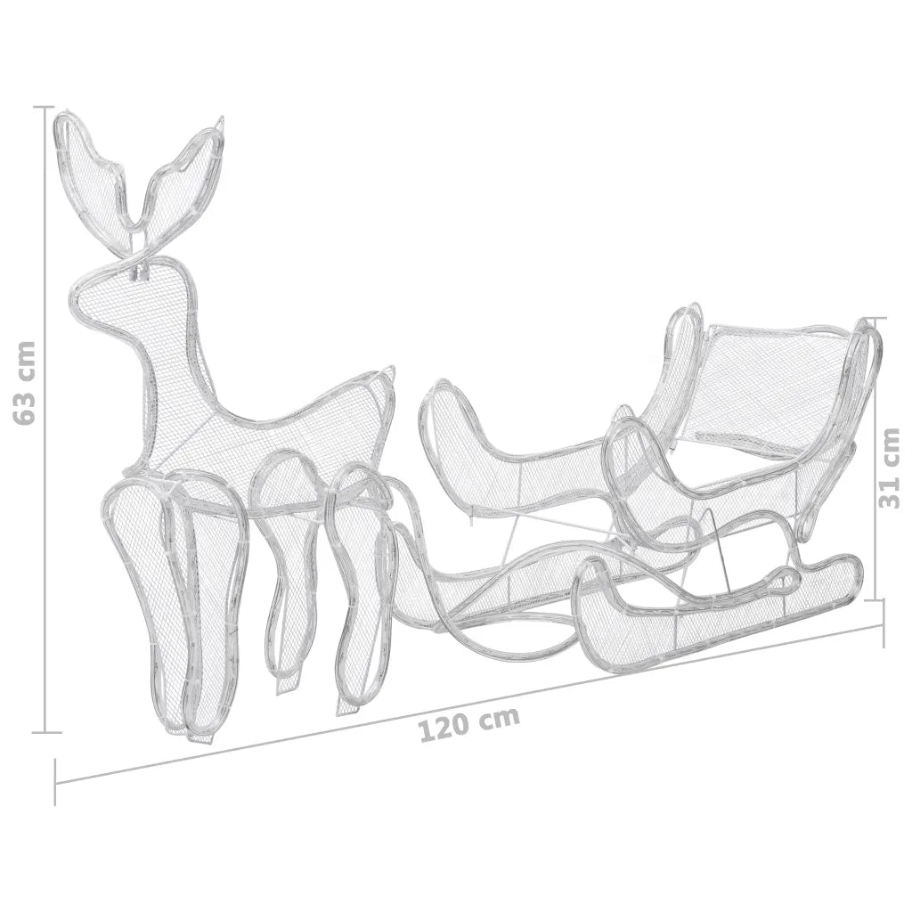 Decorazione Luminosa Natalizia Slitta e Renna con Rete 432 LED 289971