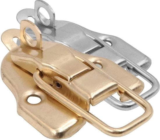 Cerniera con chiusura a scatto in ottone antico con viti per cassetti di gioielli, scatole in legno e cassetti (Set da 10) (Gold e Argento)