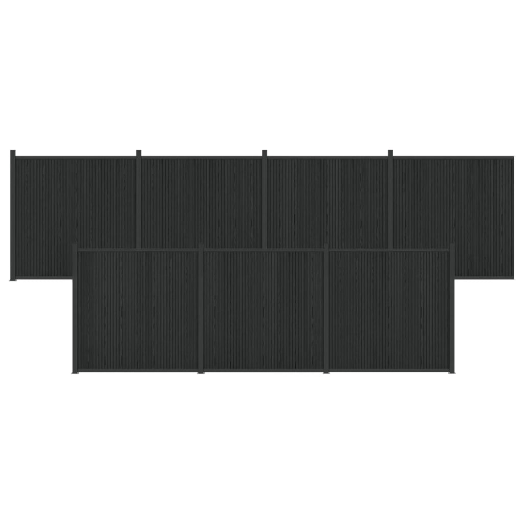 Pannello di Recinzione 7 pcs WPC e Alluminio Nero