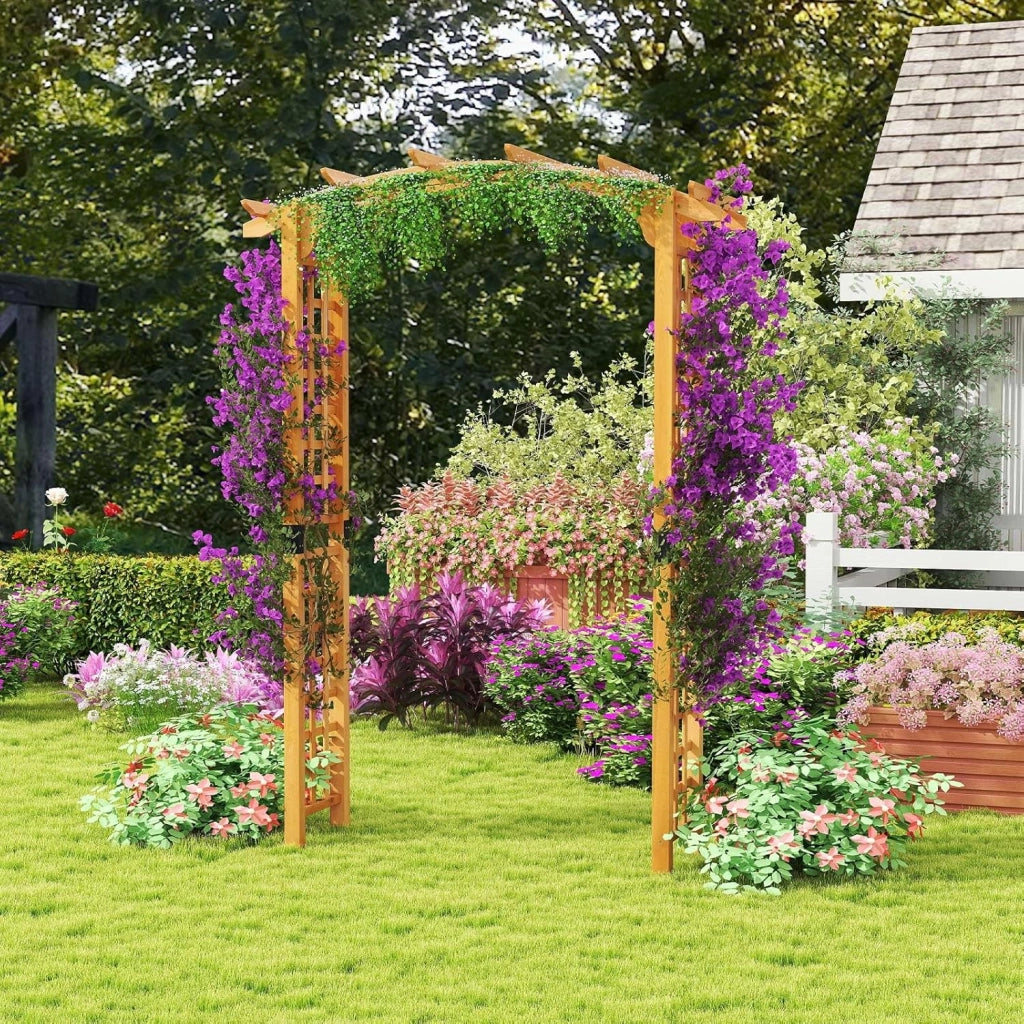 Arco da Giardino in Legno, Pergola da Esterno per Piante Rampicanti, Pergolato per Matrimonio e Feste, da Giardino, Patio e Cortile (Modello 2)