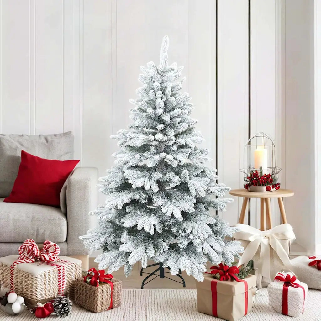 Albero di Natale Artificiale Snodato Foderato di Neve Bianco