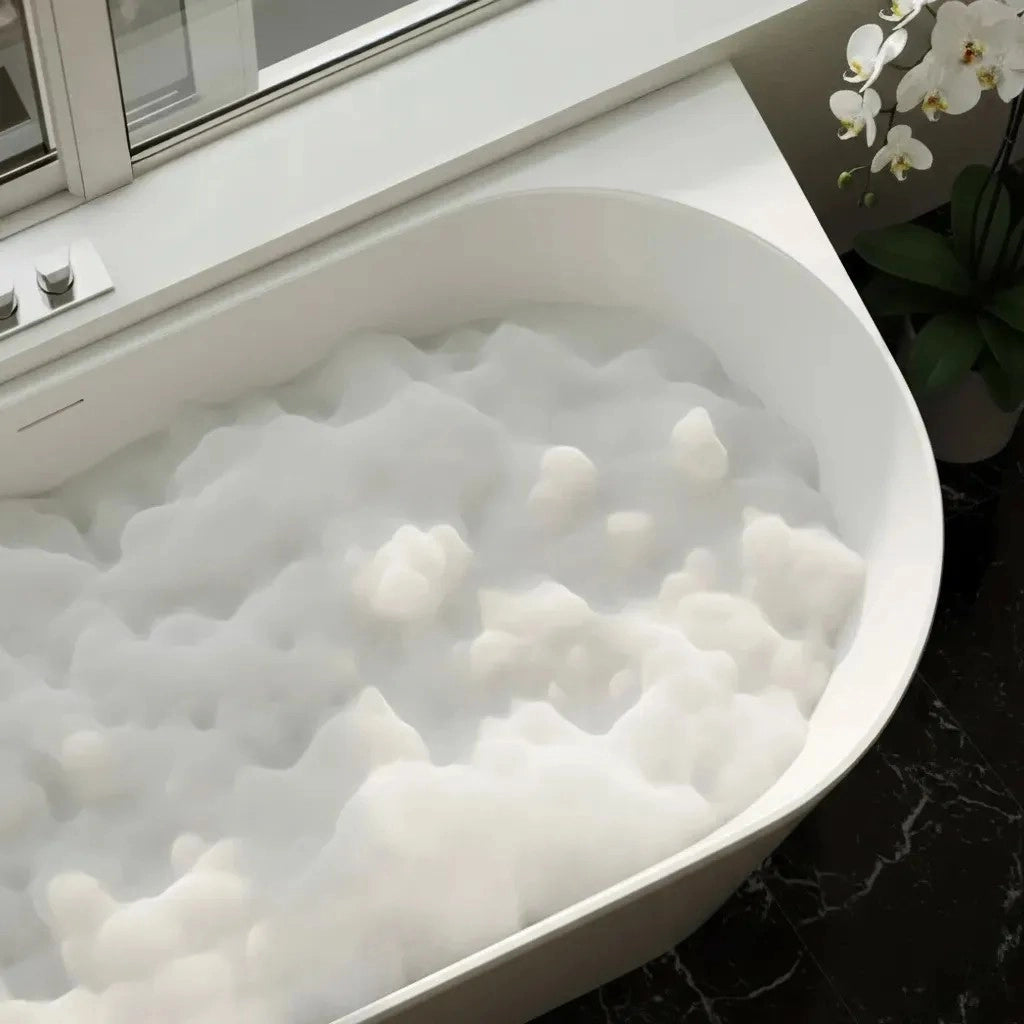 Vasca Da Bagno Angolare In Acrilico Rea Bellanto Slim 150 Left Copritappo bianco