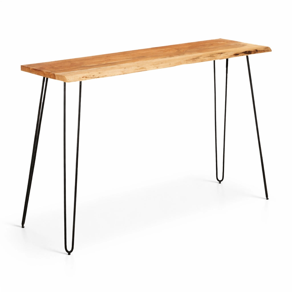 Tavolo Ingresso Consolle Legno di Acacia 120 X 35 H77 Moderno Gambe in Ferro