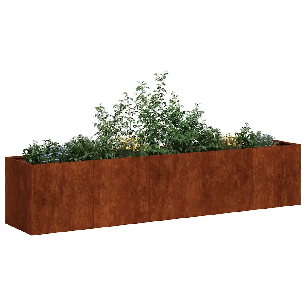 Fioriera Arrugginita 200x40x40 cm in Acciaio Corten 860688