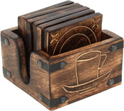 Sostegni in legno manufatto a mano e supporti in legno abbrustolito, forma quadrata per tazze da tè, tazze da caffè e bicchieri d'acqua, protezione per tavolo per ogni tipo di tavolo, set da 6 pezzi.