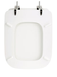 Copriwater Universale 34,2x42,6 cm in MDF Cerniere in Metallo Cromato Conca Bianco Lucido