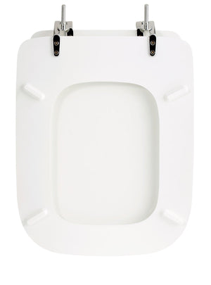 Copriwater Universale 34,2x42,6 cm in MDF Cerniere in Metallo Cromato Conca Bianco Lucido