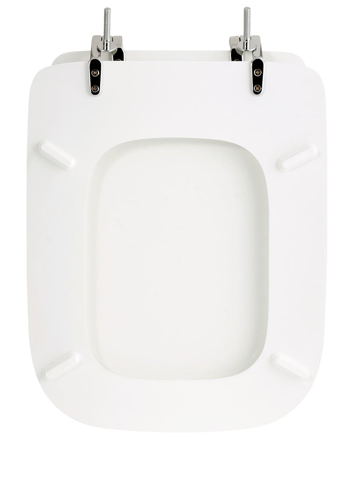 Copriwater Universale 34,2x42,6 cm in MDF Cerniere in Metallo Cromato Conca Bianco Lucido