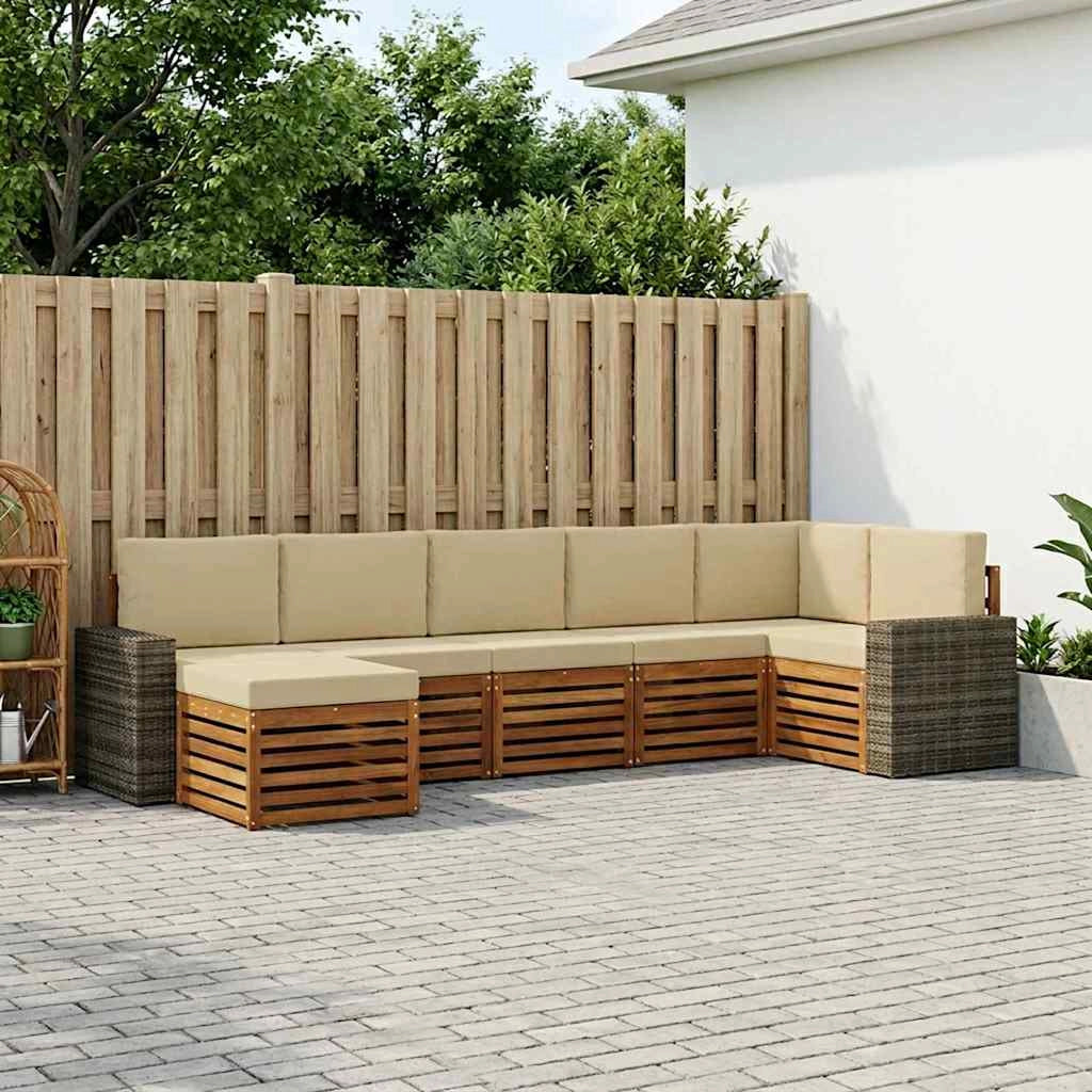 Set di divani da esterno 7 pz Naturale e Beige 3384639