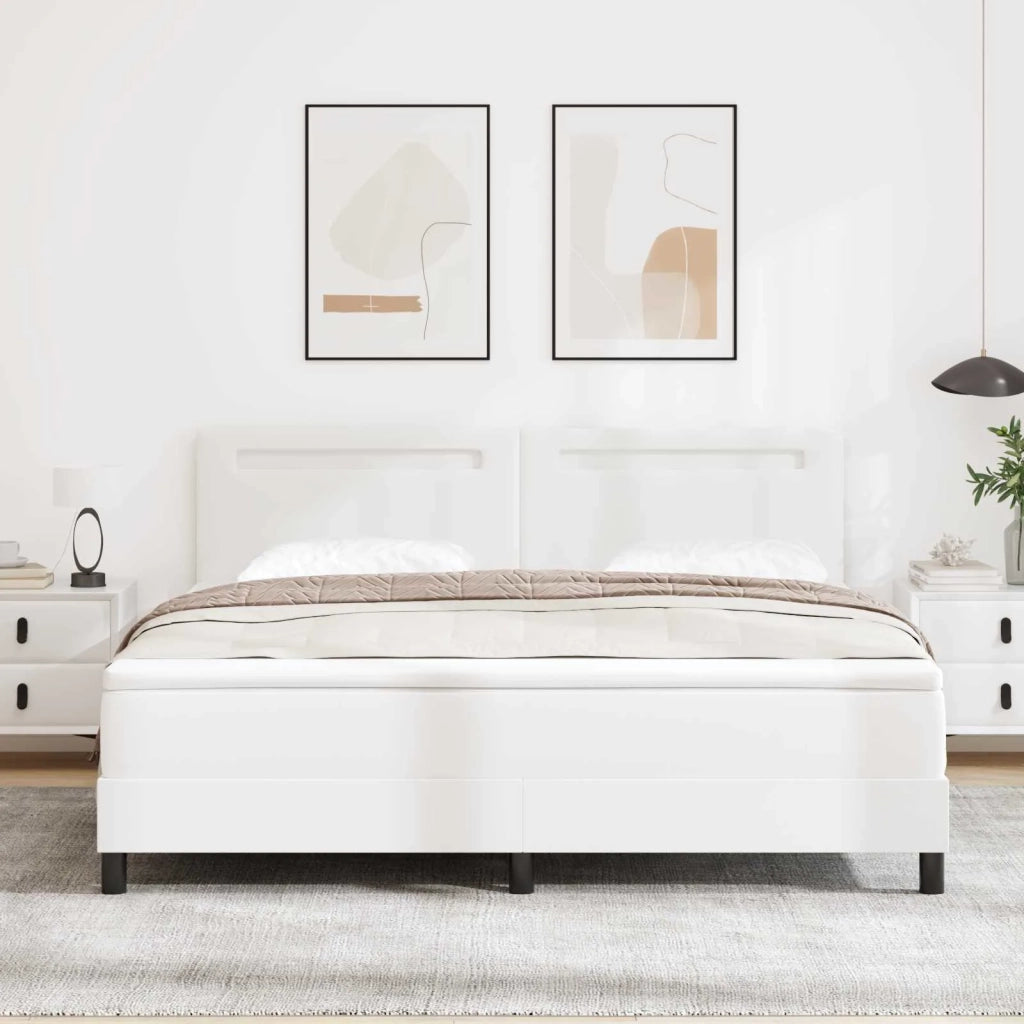 Letto a molle con materasso Bianco 180 x 200 cm Pelle sintetica 3339061