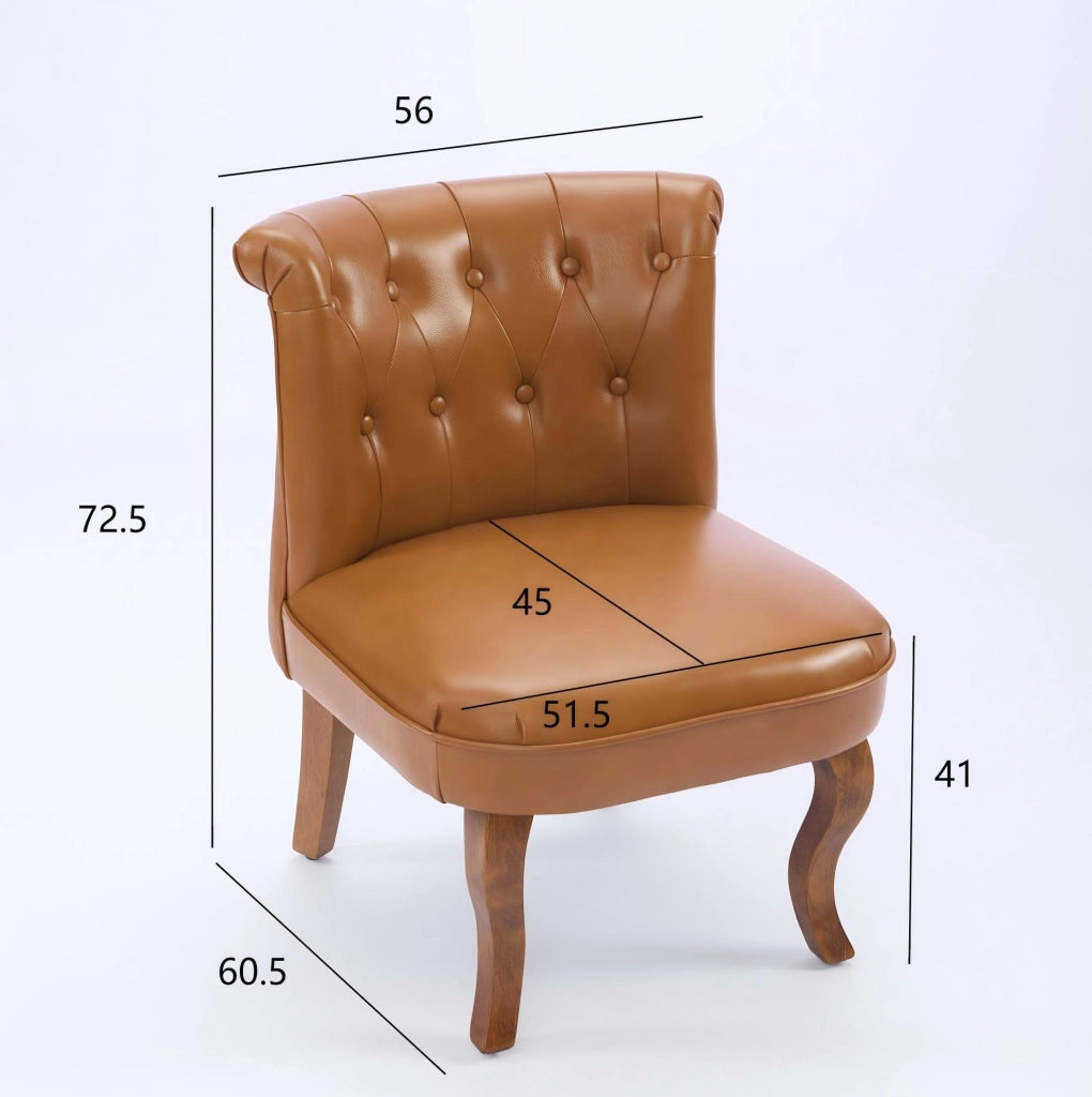 Sedia da pranzo in pelle marrone chiaro con gambe in legno