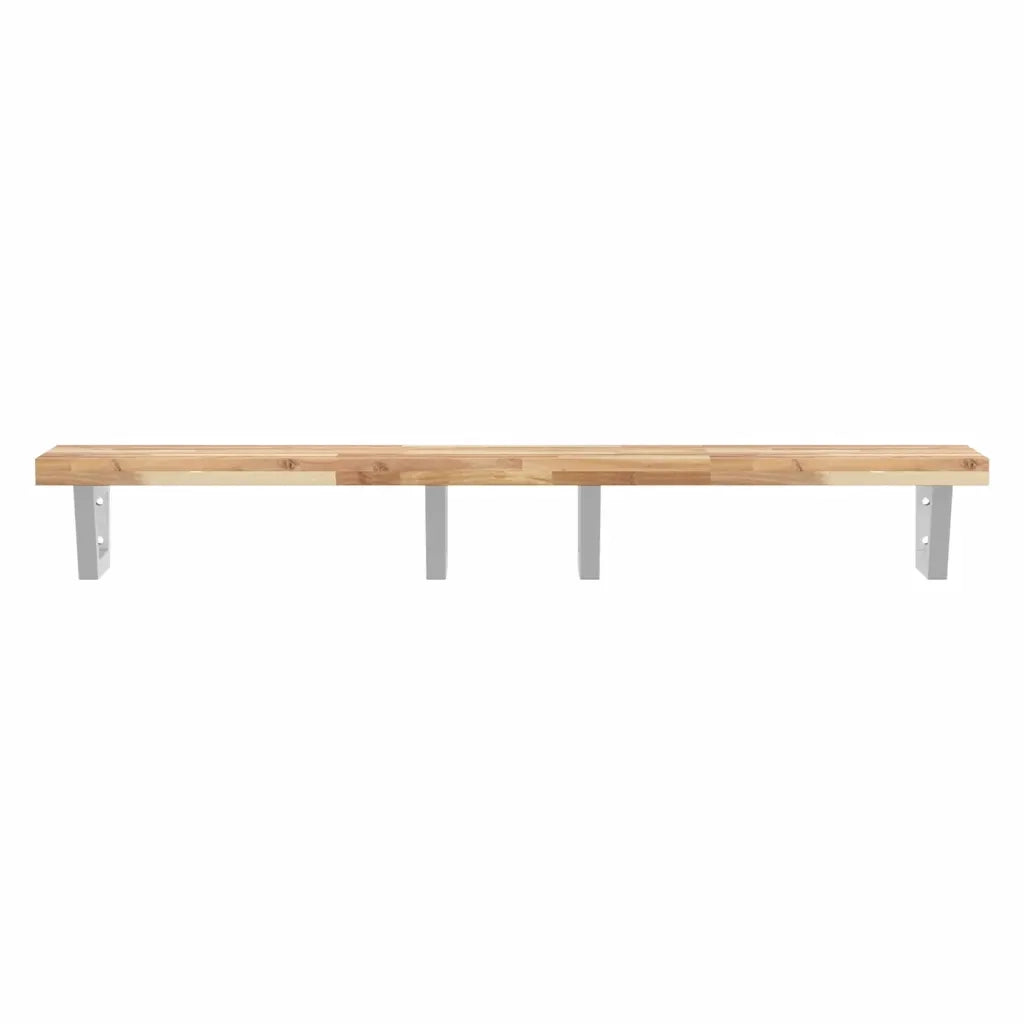 Ripiano a Parete per Lavabo in Acciaio e Massello di Acacia 3302710