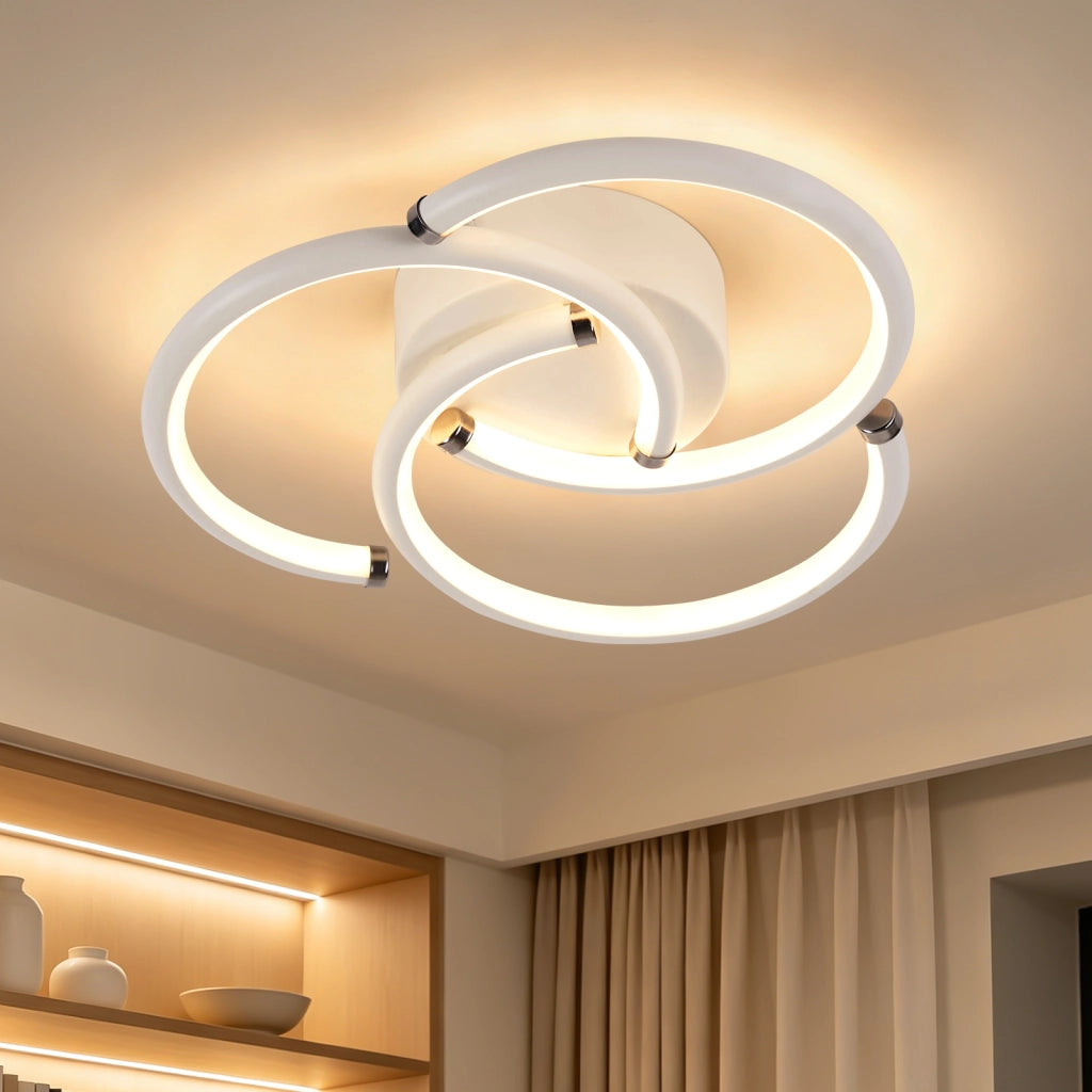 ZMH Lampada da Soffitto LED 24W 3000K Bianca Anelli Moderna in Metallo per Sala da Pranzo Camera Bambino Ufficio