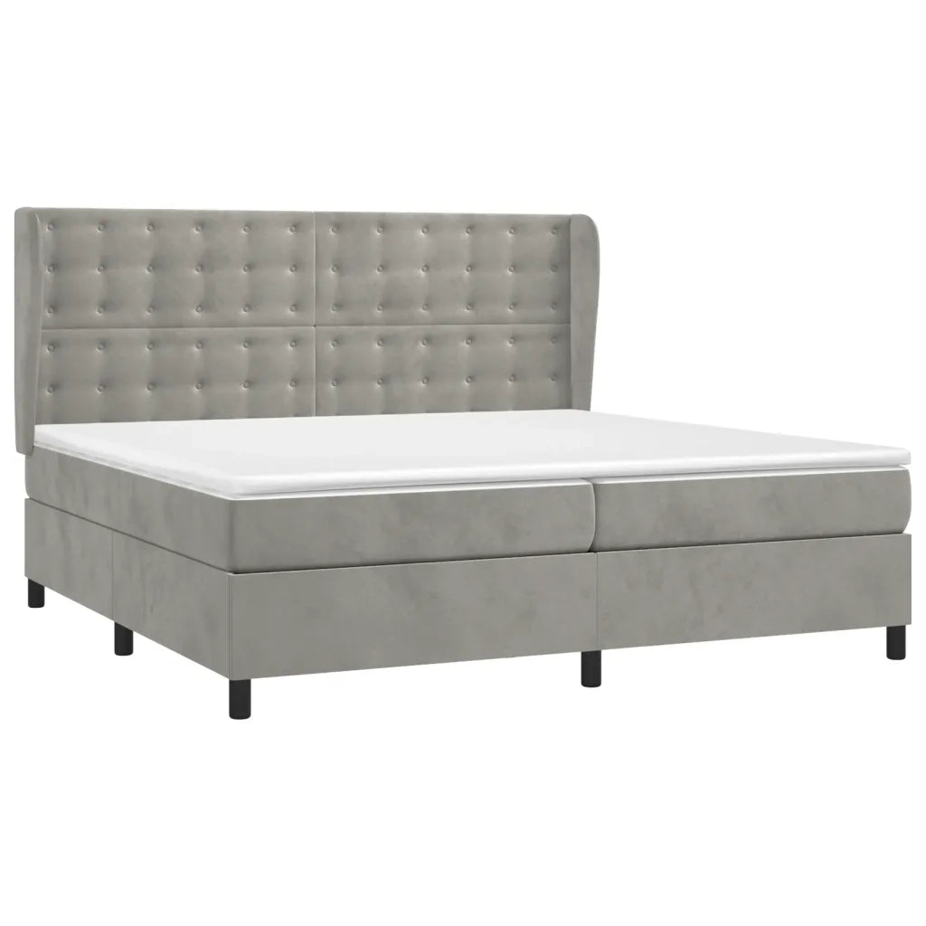 Giroletto a Molle con Materasso Grigio Chiaro 200x200cm Velluto 3129471