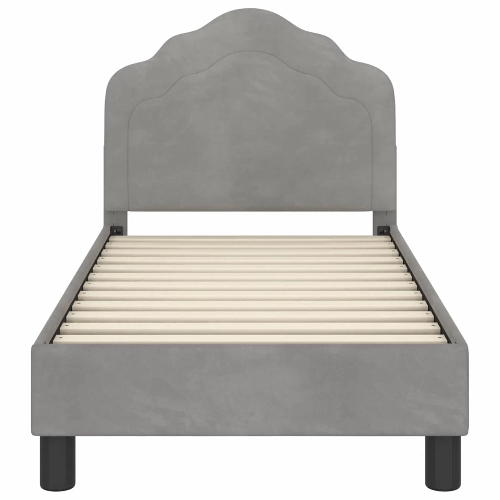 Struttura letto per bambini con testata Grigio Chiaro Velluto