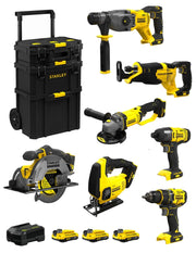 STANLEY FatMax Kit SVK704 (SFMCH900 + SFMCG400 + SFMCD720 + SFMCF800 + SFMCS500 + SFMCS600 + SFMCS300 + 3 x 2,0 Ah + Caddy 3en1)