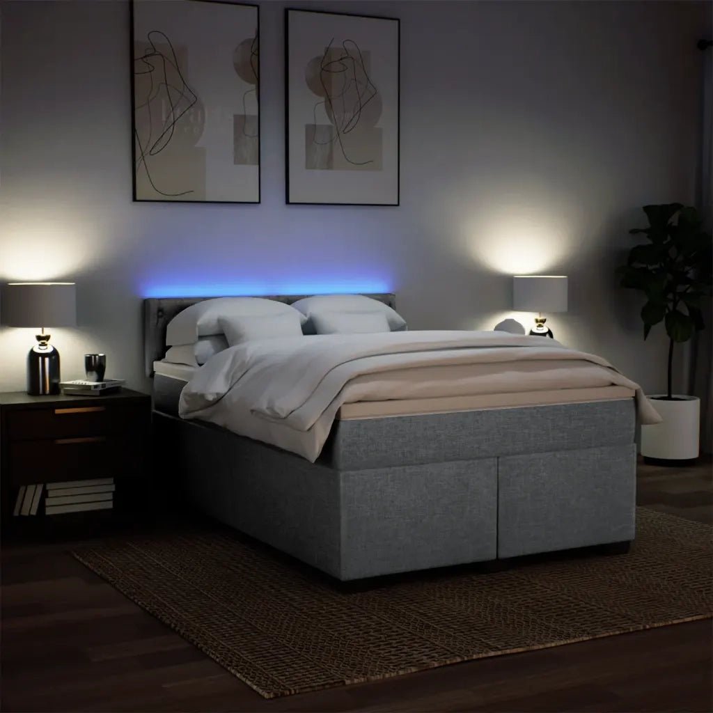 Giroletto a Molle con Materasso Grigio Chiaro160x200 cm Tessuto