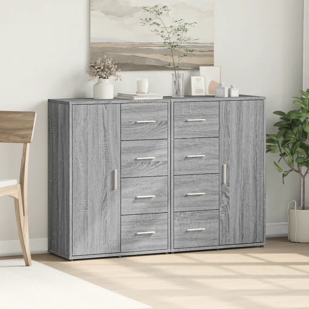 Credenze 2 pz | Madia | Buffet da pranzo | Armadio da pranzo Grigio Sonoma 60x31x84 cm in Legno Multistrato
