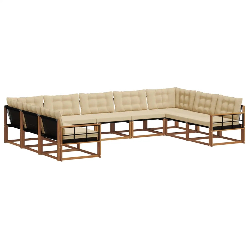 Set di divani da esterno con cuscino 9 pcs Naturale e Beige 3369848