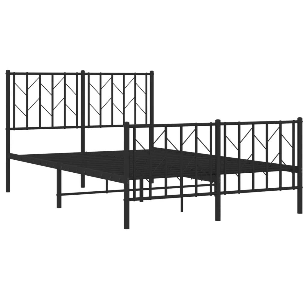 Giroletto con Testiera e Pediera Metallo Nero 120x200 cm 374453