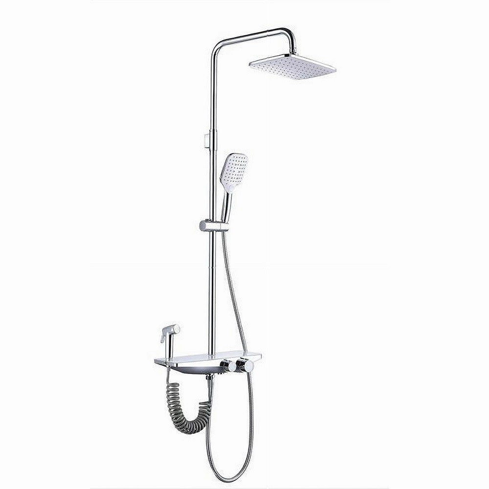 Trade Shop - Set Saliscendi Colonna Doccia Bagno Soffione Doccetta Bidet Rubinetto Cromato 87341 -