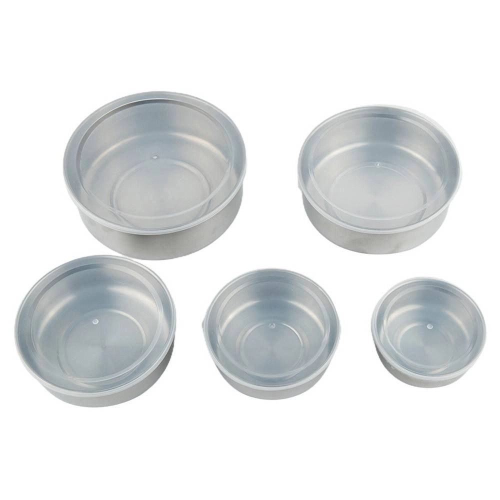 Trade Shop - Set 5x Contenitore Acciaio Inox Con Coperchi Cucina Casa Cibo Conservazione -