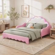 Letto divano trasformabile 140x200 cm con LED, rosa
