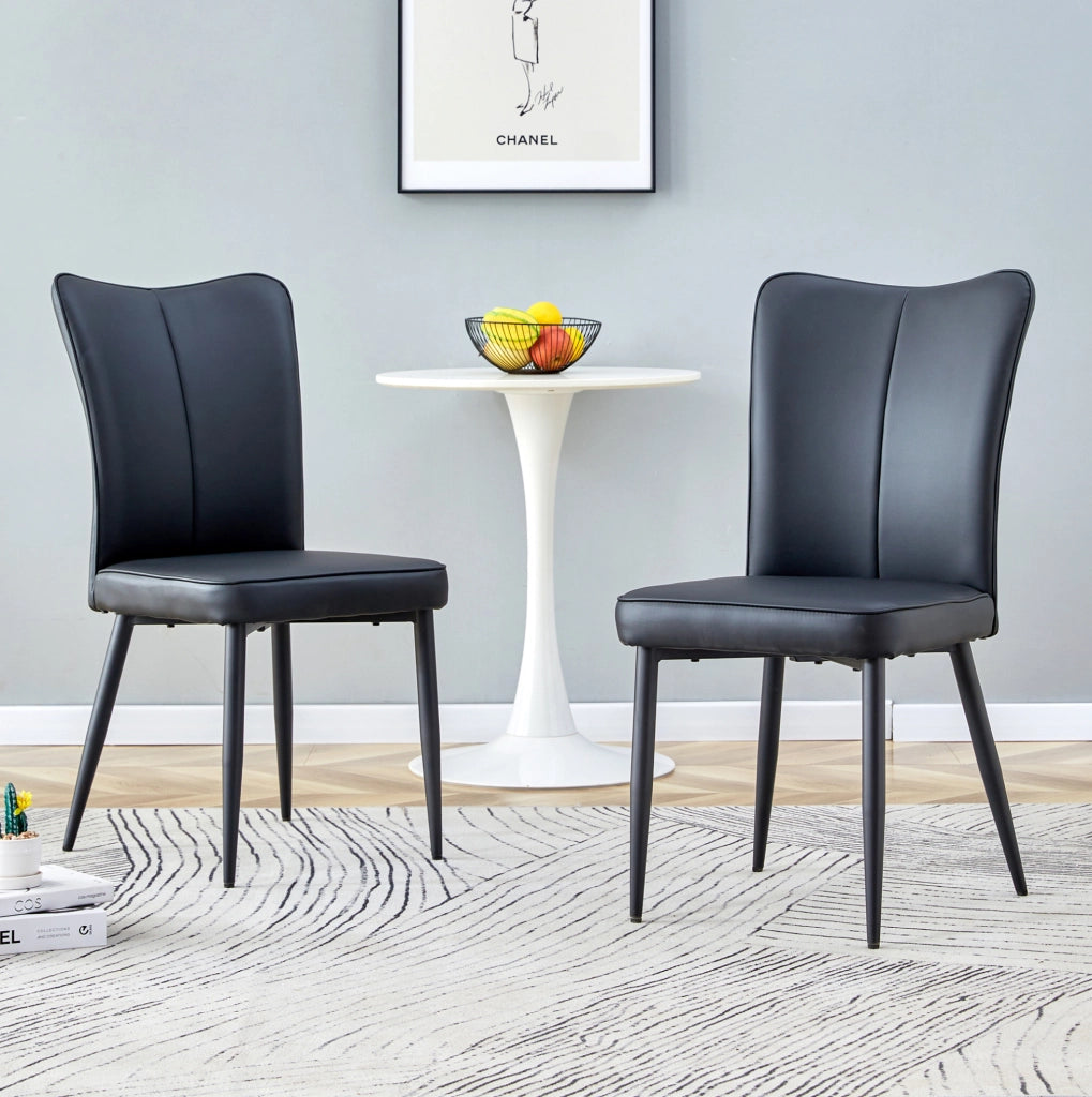 Sedia da sala da pranzo design nera, set da 2, PU, 45 x 44 x 89 cm, per ufficio
