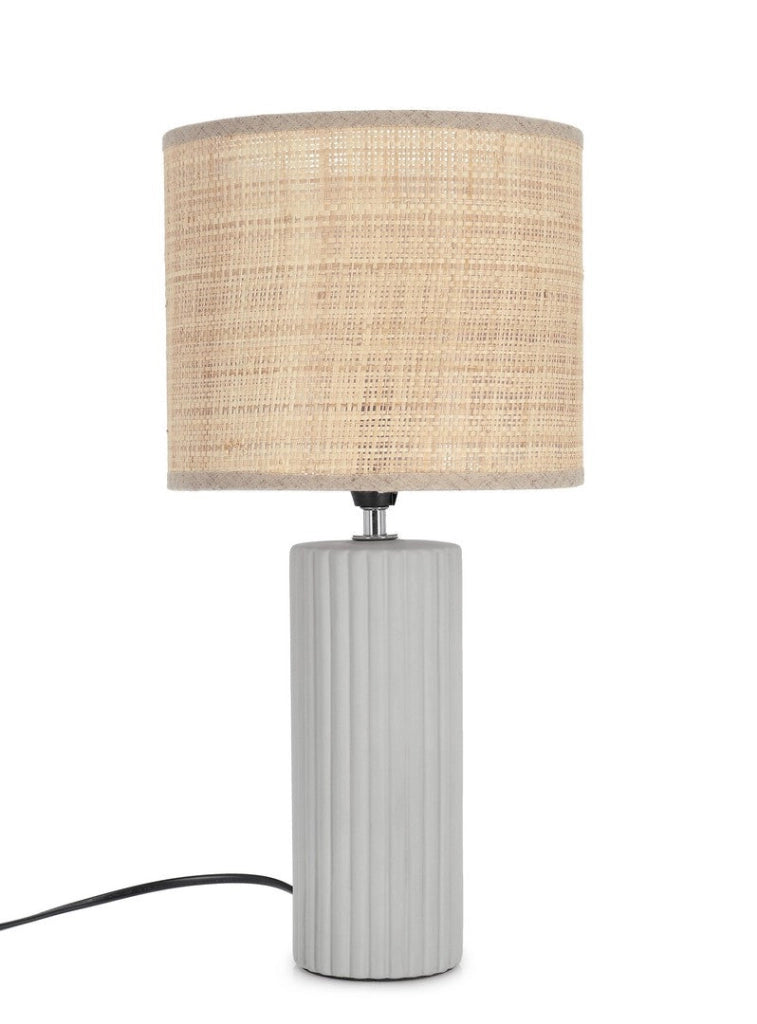 Lampada da Tavolo in Ceramica con Paralume in Rafia - AMIR