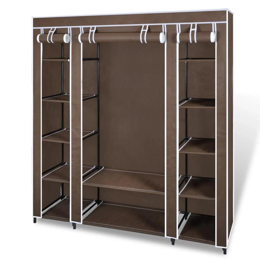 Armadio con ripiano tessuto non tessuto marrone altezza 180 cm ingresso camera da letto campeggio 2002005