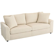 Divano 3 Posti in Tessuto Velluto Trapuntato con Cuscini a Molle ¨C zephmum ¨C Cr¨¨me 212 cm