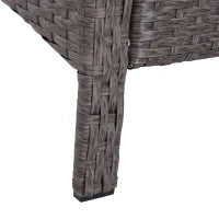 Set Mobili da Giardino 2 Poltrone 2 Poggiapiedi 1 Tavolino in Vetro Temperato Rattan Grigio