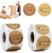 Etichette Ronde Decorative 1000 pezzi - Autocolante - Carta Kraft - Manufatti Artigianali - Progettazione Descrivibile