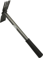 Combi-hak con lama in acciaio a setole con 4 denti e lama rettilinea 35 cm per giardino e bordure elevate