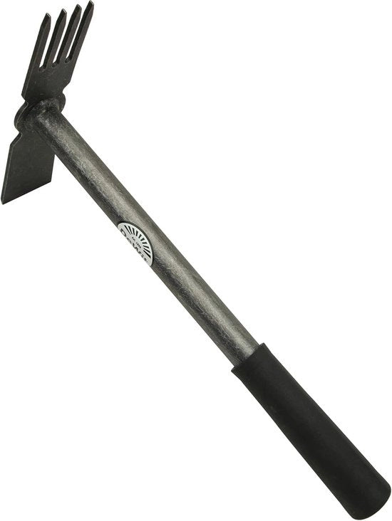 Combi-hak con lama in acciaio a setole con 4 denti e lama rettilinea 35 cm per giardino e bordure elevate