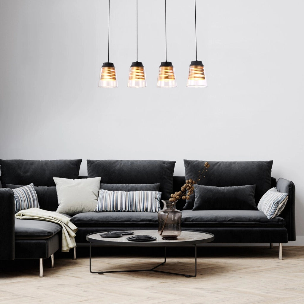Lampadario Rabalux Zenaida 4xE27 nero opaco vetro moderno